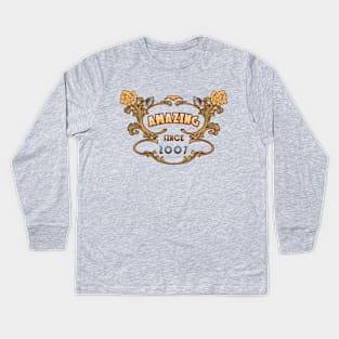 AMAZING SINCE 2007 retro vintage art nouveau birthday gift idea Kids Long Sleeve T-Shirt